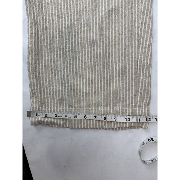 Briggs Linen Blend Wide Leg Pants Crop Drawstring Elastic Tan Stripe Women 20W - Picture 6 of 10